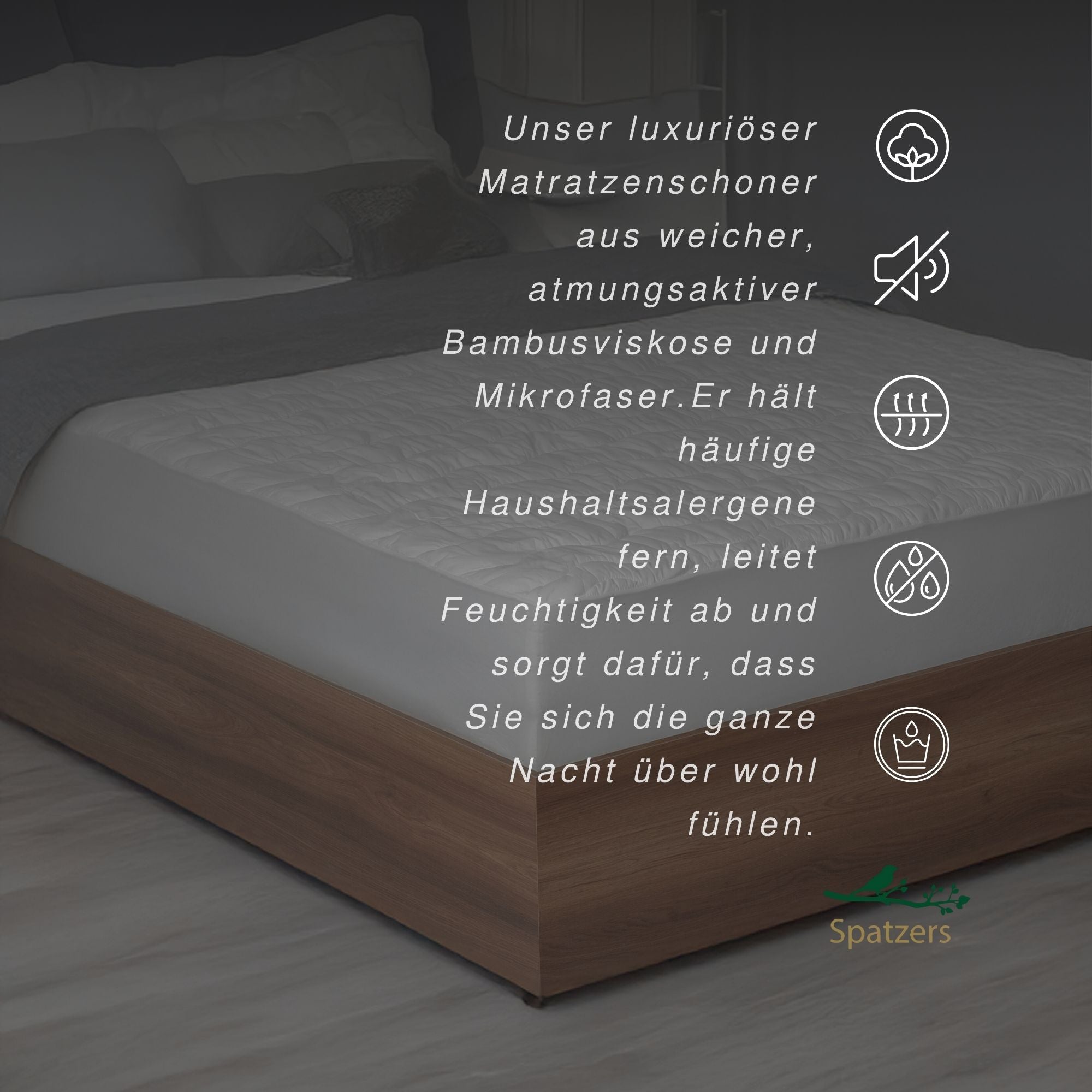 Spatzers Matratzenschoner 90x200 Baumwolle Atmungsaktiv, Öko-Tex 100 Zertifiziert, Weich Pflegeleicht