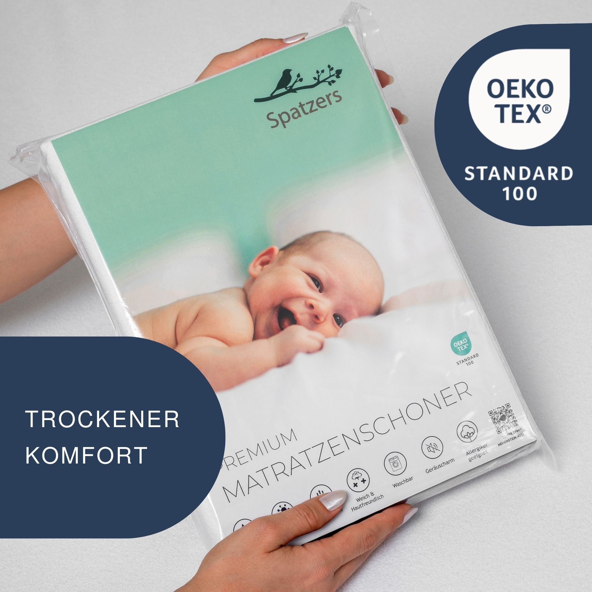 Spatzers Matratzenschoner 90x200 Baumwolle Atmungsaktiv, Öko-Tex 100 Zertifiziert, Weich Pflegeleicht
